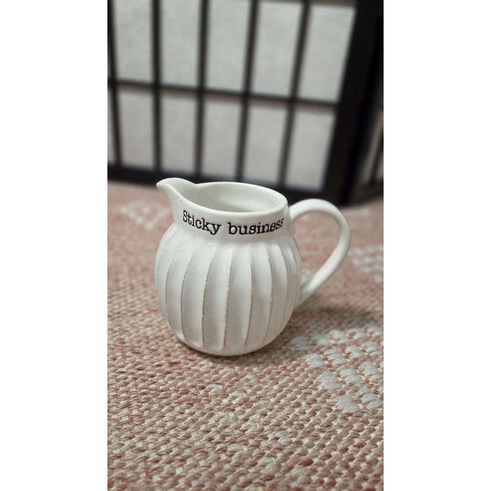 Pier 1 Small Pitcher Honey Maple Syrup STICKY BUSINESS Rustic‎ Farmhouse
